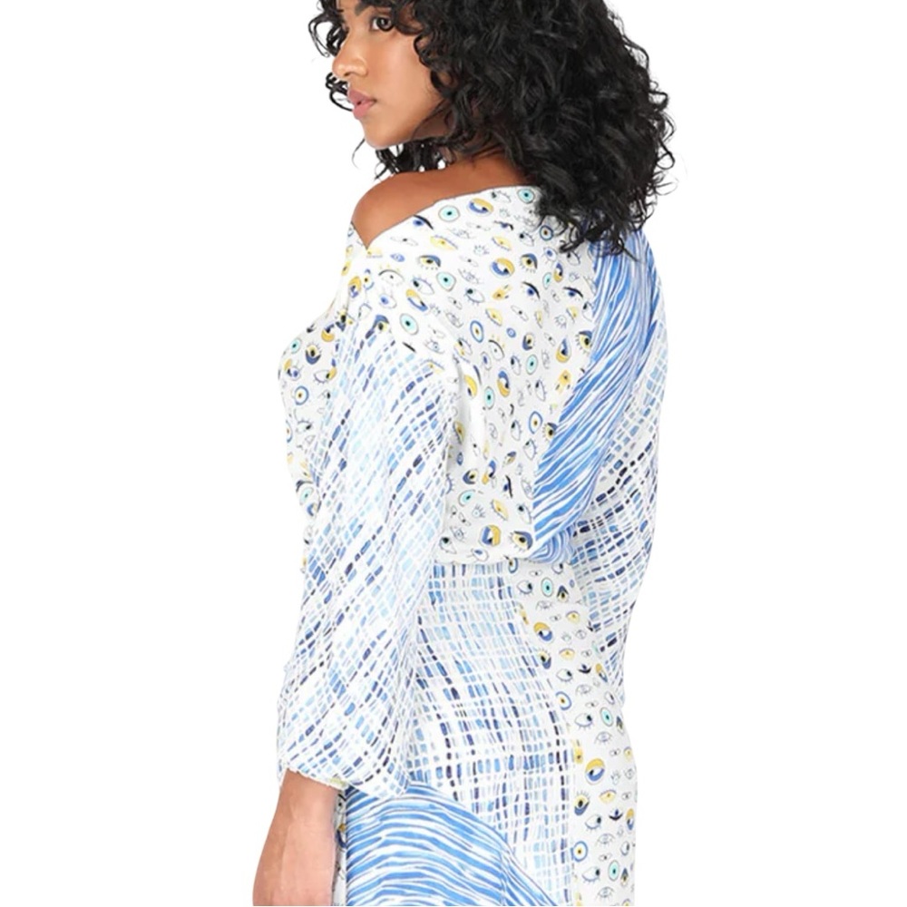 Conditions Apply Yvelisse Eye Print Maxi Dress XXL Blue Abstract - Picture 6 of 11